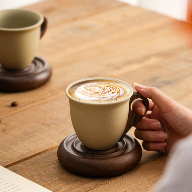 Coffee Tea Garden - Cangkir Kopi Keramik Coklat Kreatif dengan