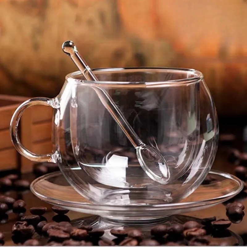Coffee Tea Vodka - Cangkir kopi kaca bagian bawah ganda