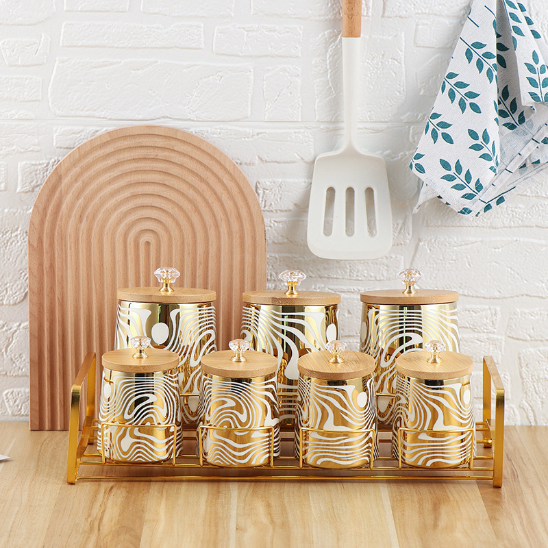 Coffee Tea And Sugar Canister Set - Set Tabung Dapur Keramik Mengkilap 7