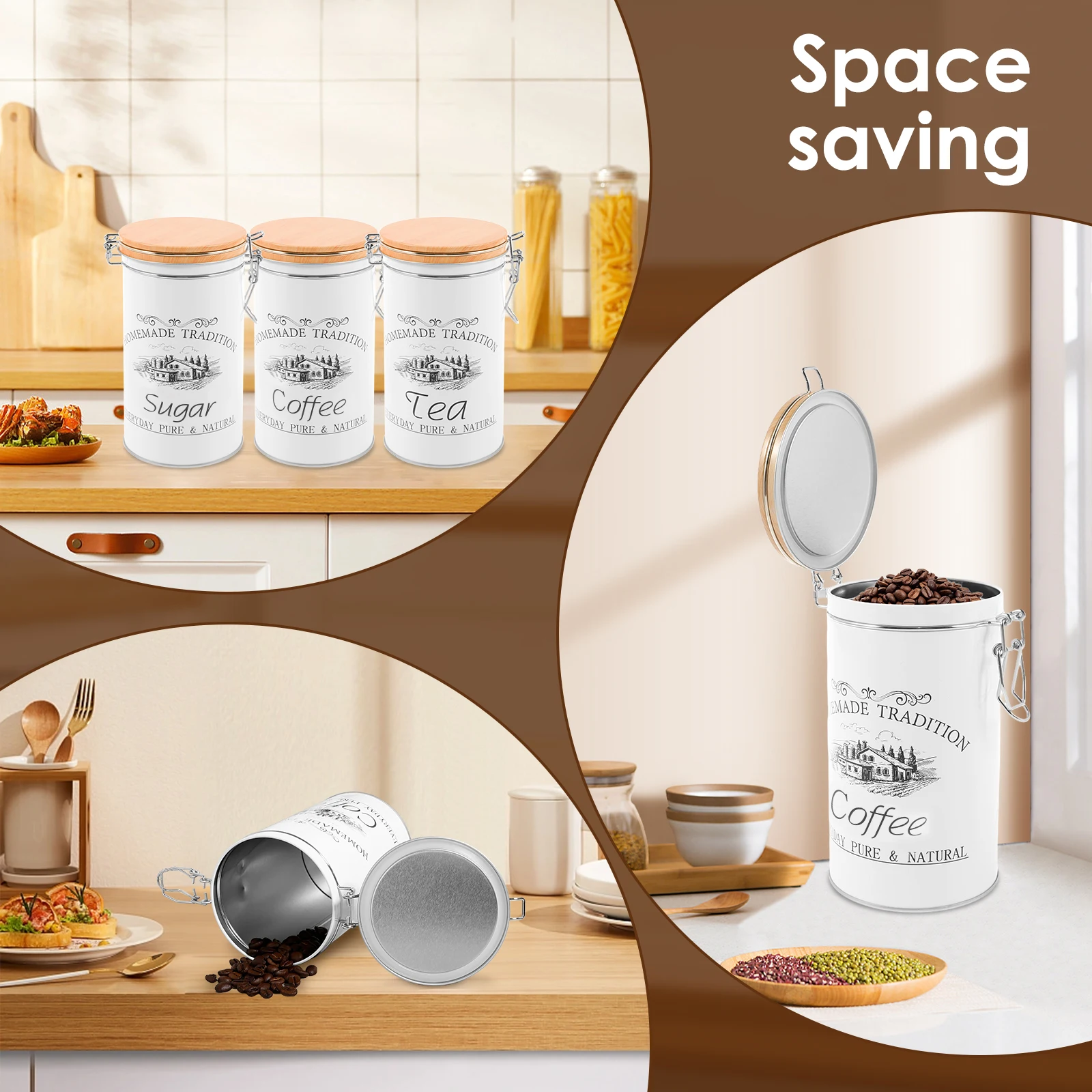 3 Buah/Set Wadah Teh Kopi Gula - Coffee Tea And Sugar Canister Set ulasan dan harga