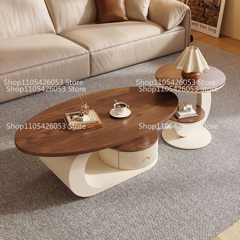 Meja kopi oval kayu walnut gay - Coffee Tea Room ulasan dan harga