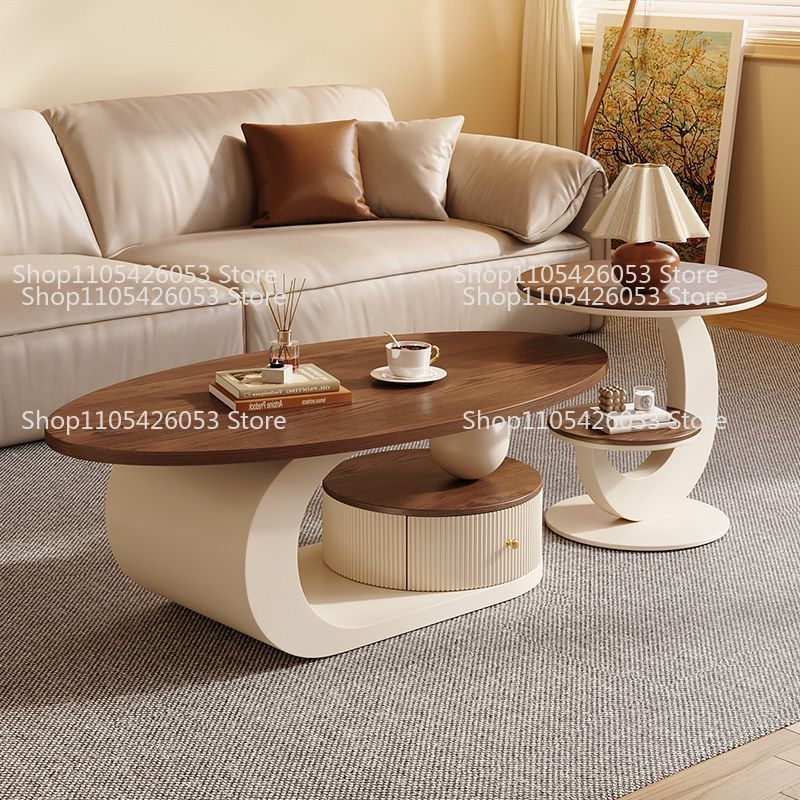 Meja kopi oval kayu walnut gay - Coffee Tea Room ulasan dan harga