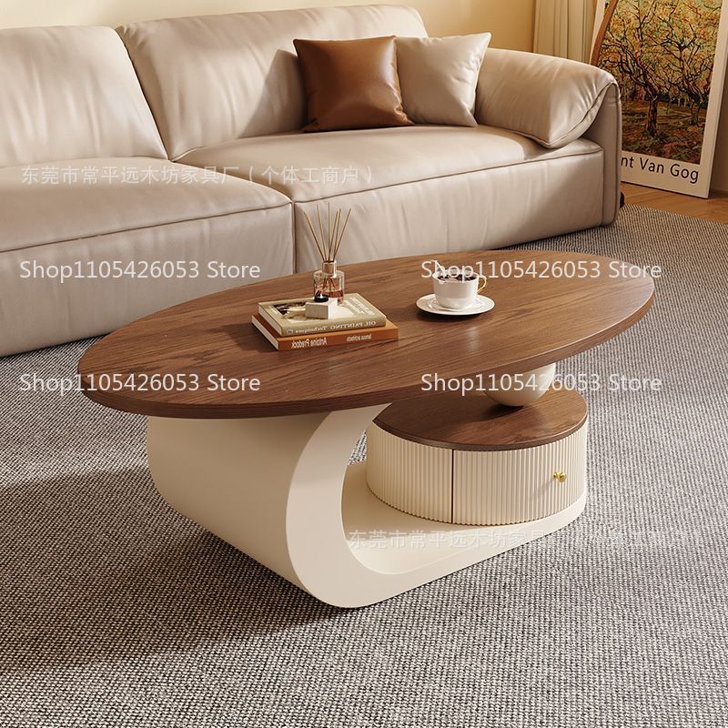 Meja kopi oval kayu walnut gay - Coffee Tea Room ulasan dan harga