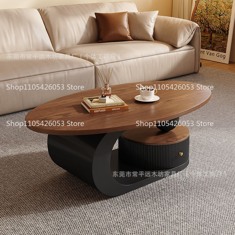 Meja kopi oval kayu walnut gay - Coffee Tea Room ulasan dan harga