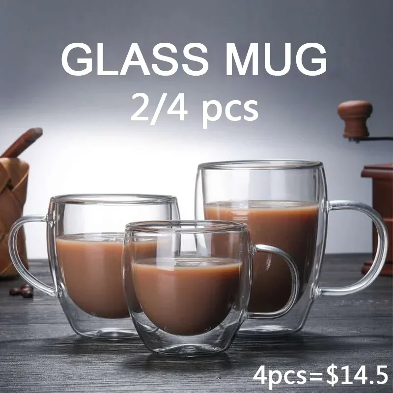 Gelas kopi kaca dinding dua ba - Coffee Tea Vodka ulasan dan harga